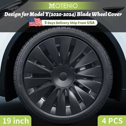 4PCS Design for TESLA Model Y 2020-2024 Vehicle Full Coverage Blade Wheel Cover Cap 19 Inches Hubcaps  Automobile Accessories