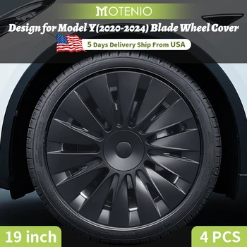 4PCS Design for TESLA Model Y 2020-2024 Vehicle Full Coverage Blade Wheel Cover Cap 19 Inches Hubcaps Automobile Accessories