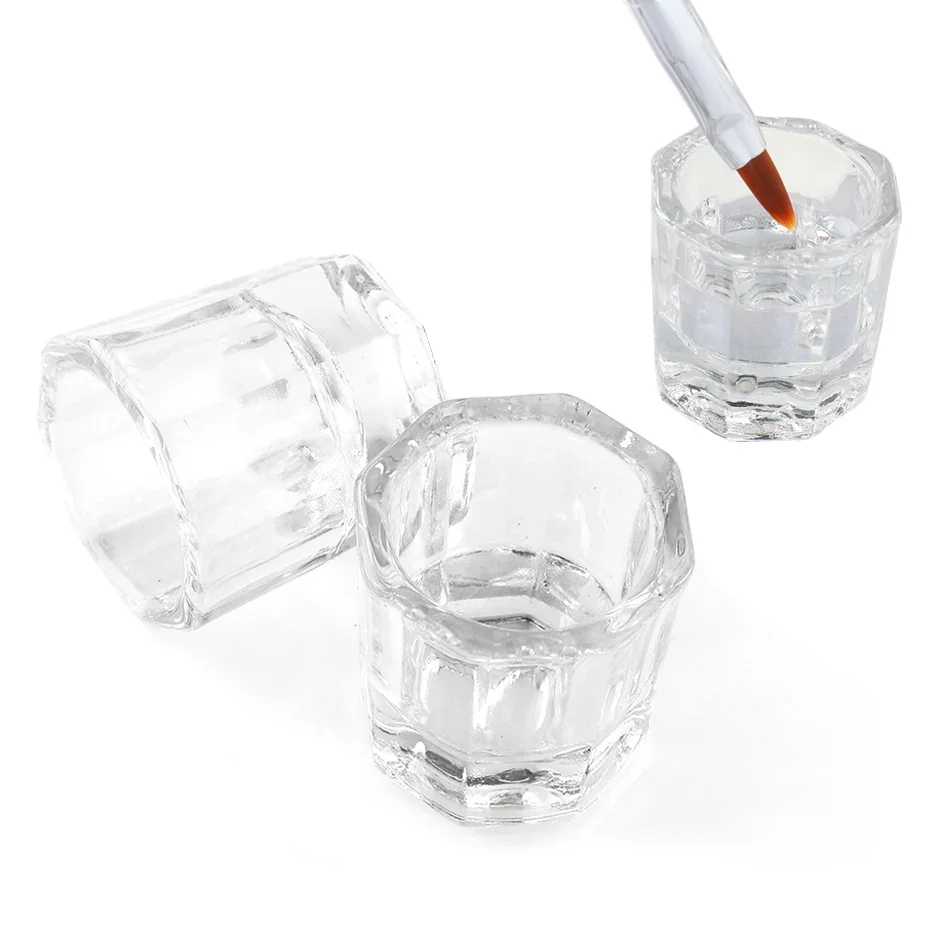 1szt Nail Crystal Glass Nail Cup Acrylic Liquid Dappen Dish Clear Bowl Nail Powder Holder Container Equipment Tools — zdjęcie 2
