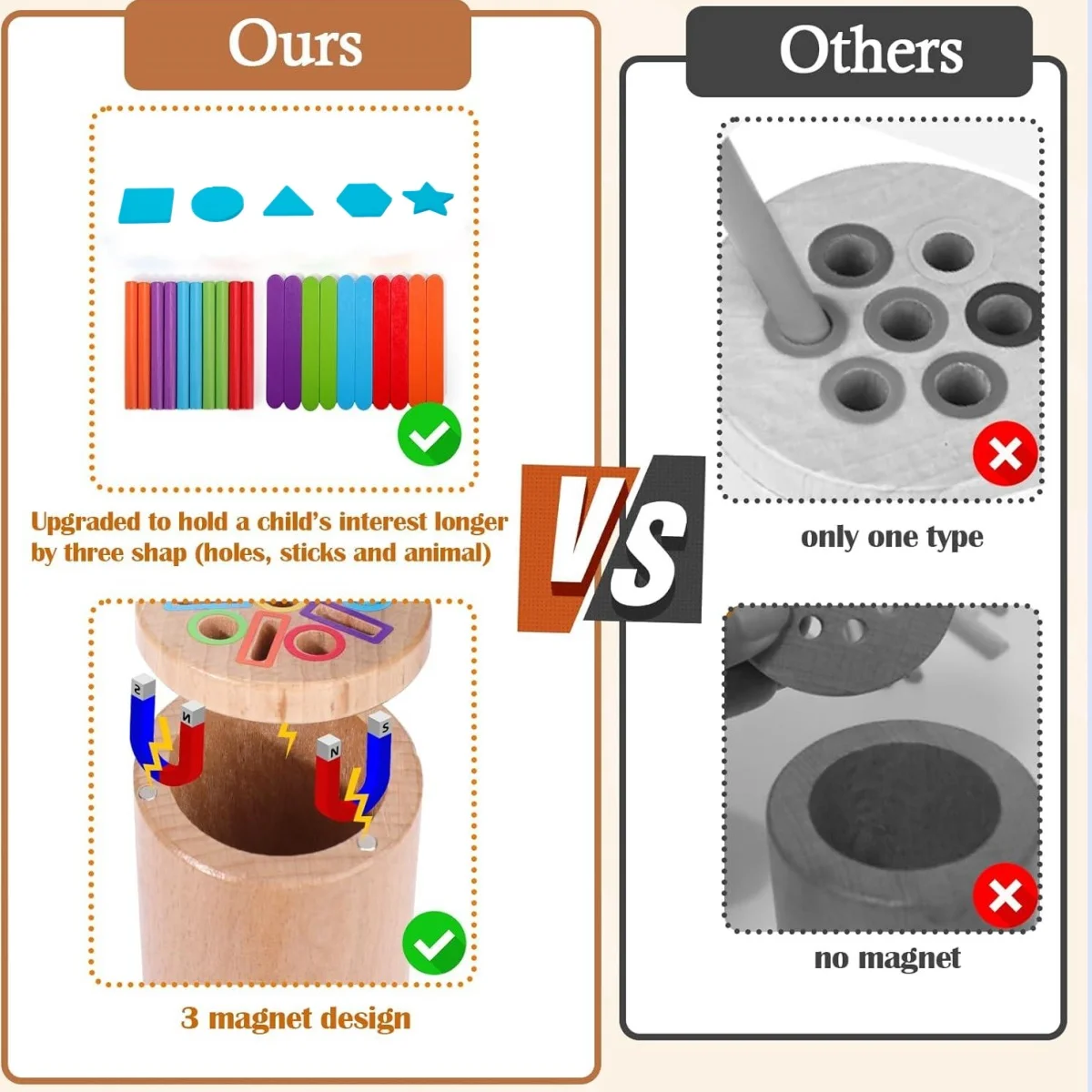 ألعاب مونتيسوري للأطفال الصغار خشبية 3 في 1 لون نوع كوب لعبة تعليمية مبكرة الشكل مطابقة غرامة لعبة المحرك العد لغز الهدايا