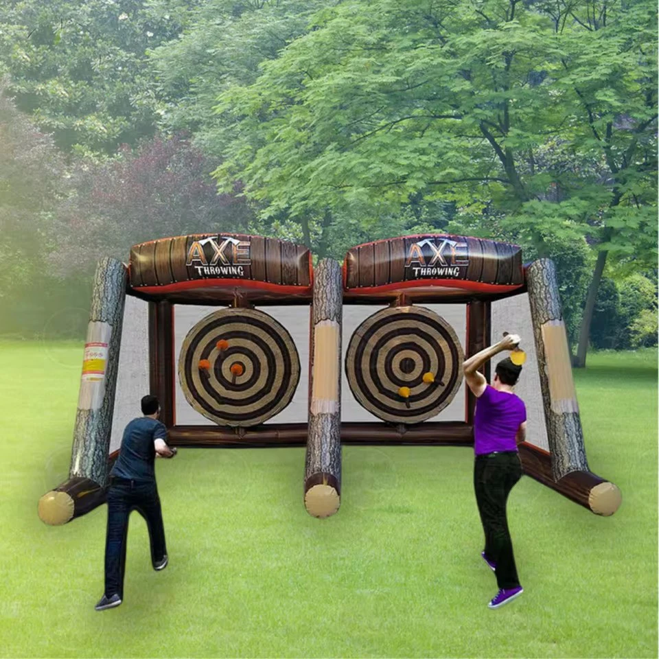 Hache Gonflable à Lancer pour Sports de Carnaval, Jeu de Fléchettes Interactif à Double Voie, pour Arrière-Cour Extérieure, 5x3m 2 Payeurs