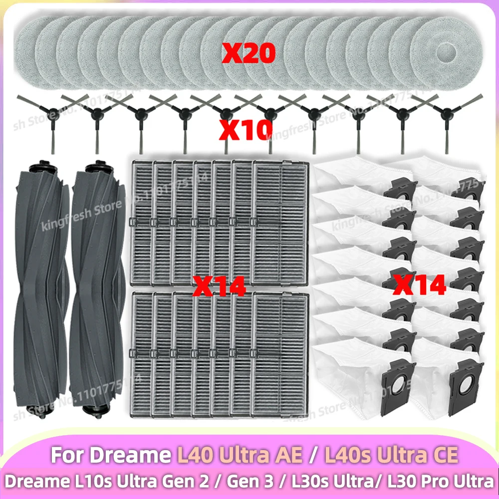 Dreame L10s Ultra Gen 2, Dreame L30s Ultra, Dreame L30 Pro Ultra 対応 掃除機 部品 メインローラー サイドブラシ Hepa フィルター モップ 布 ほこり袋 アクセサリー
