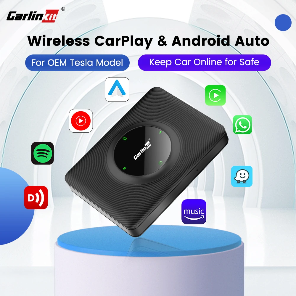 Carlinkit Wireless CarPlay Dongle Wireless Android Auto Car Play Adapter For Tesla Model 3 Y Bluetooth Wifi Connect Spotify Waze