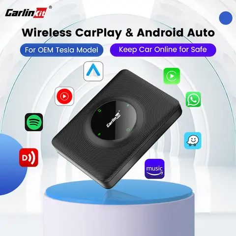 Carlinkit 무선 CarPlay 동글 무선 안드로이드 자동 자동차 재생 어댑터 Tesla Model 3 Y Bluetooth Wifi Connect Spotify Waze