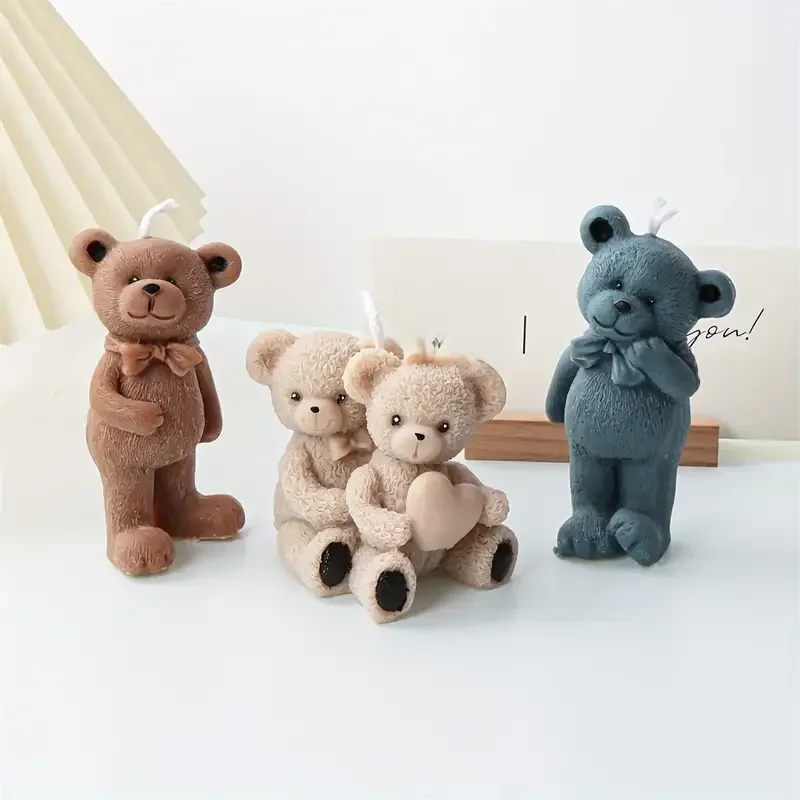 Formy silikonowe Stojący niedźwiedź, Miłośnicy niedźwiedzia Przytulanie niedźwiedzia Forma, Śliczne zwierzę 3D Craft Art Silikonowa forma do świec, Formy rzemieślnicze DIY Ręka — zdjęcie 2