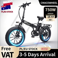CMACEWHEEL GW20 48V18AH Lithium Battery Electric Bike Adult 20*4 Inch Fat Tire Mountain City Electric Bicycle