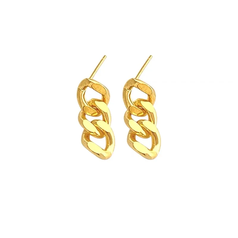 MADALENA SARARA 18k Yellow Gold  Rope Chain Simple Dangle Women Earrings 18K Yellow Gold AU750