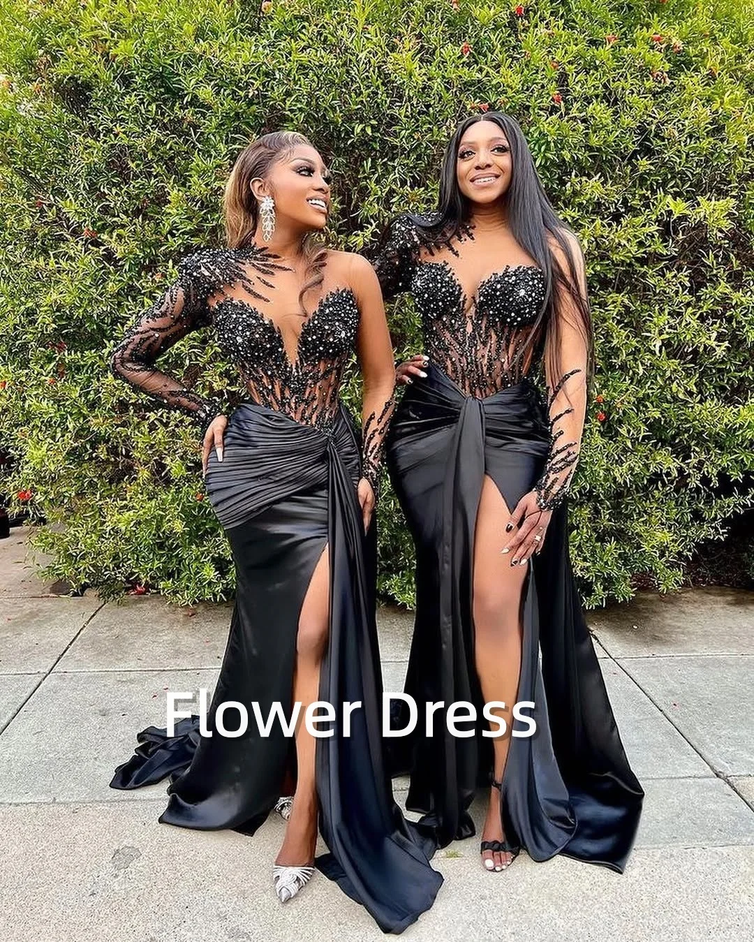 Customized Sexy Mermaid Prom Dress For Black Girls With Beaded Crystal Evening Party Gowns Side Slit Court Train Robes De Soirée