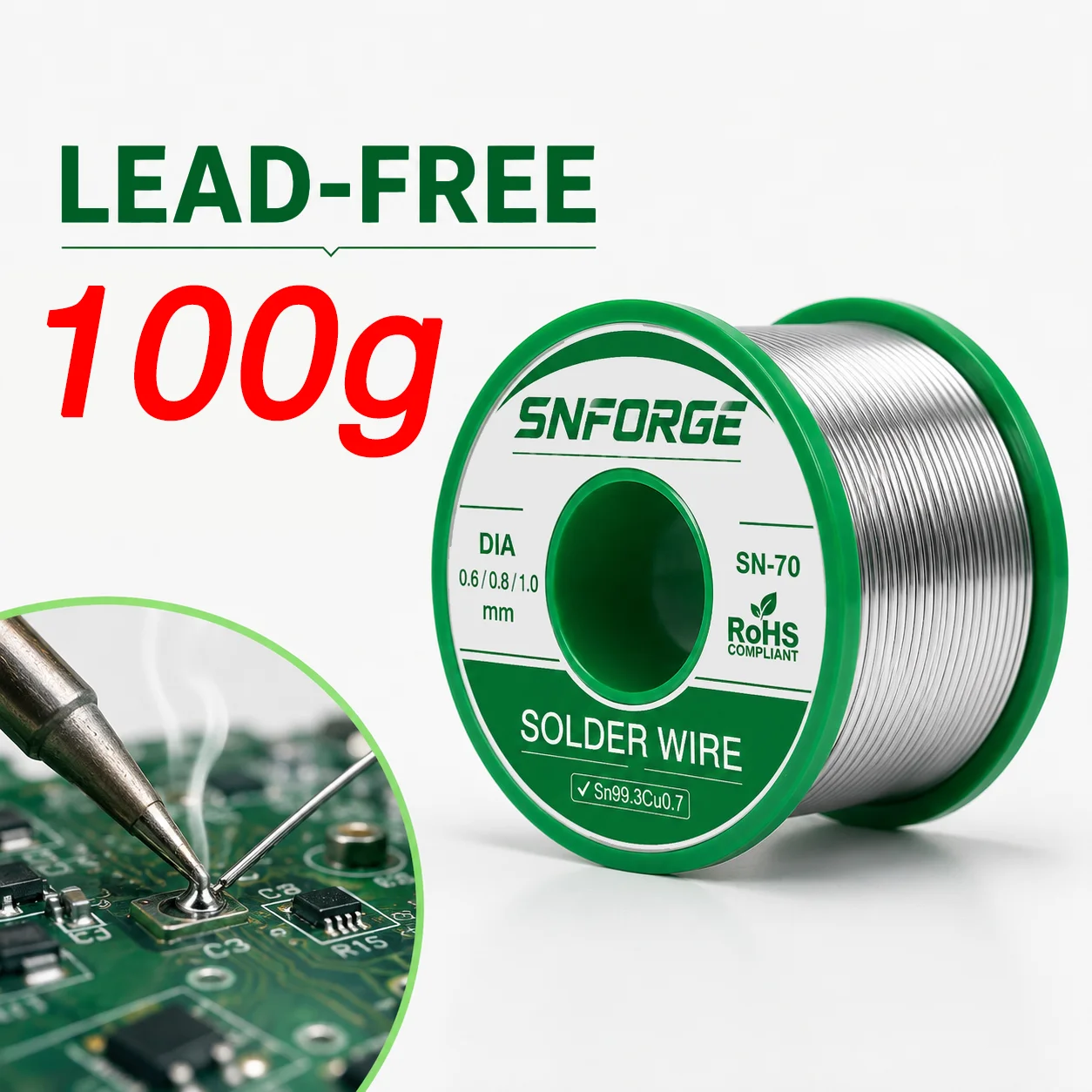 Diy Electronics Workshop - ลวดบัดกรีไร้สารตะกั่ว Sn99.3Cu0.7 99.3% พร้อมฟลักซ์ทำความสะอาด สำหรับซ่อมอุปกรณ์อิเล็กทรอนิกส์