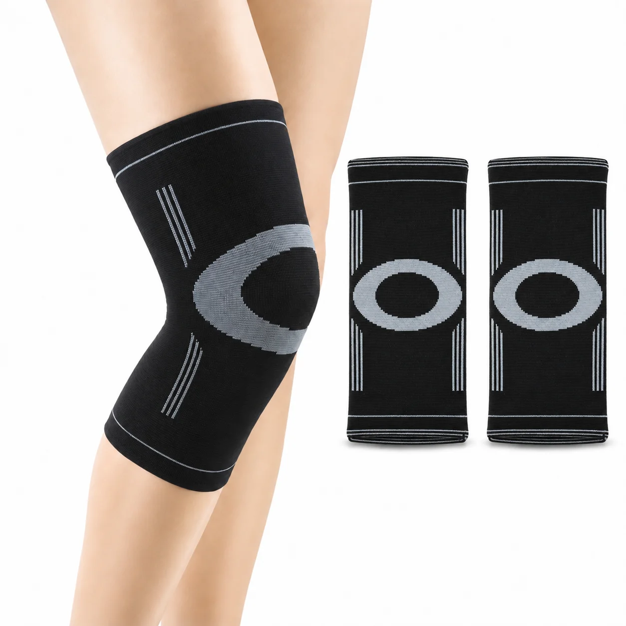 2 pezzi di fasciature universali per le ginocchia, supporti elastici per le ginocchia da utilizzare durante l’attività sportiva, maniche compressive per la corsa, il fitness e l’allenamento.