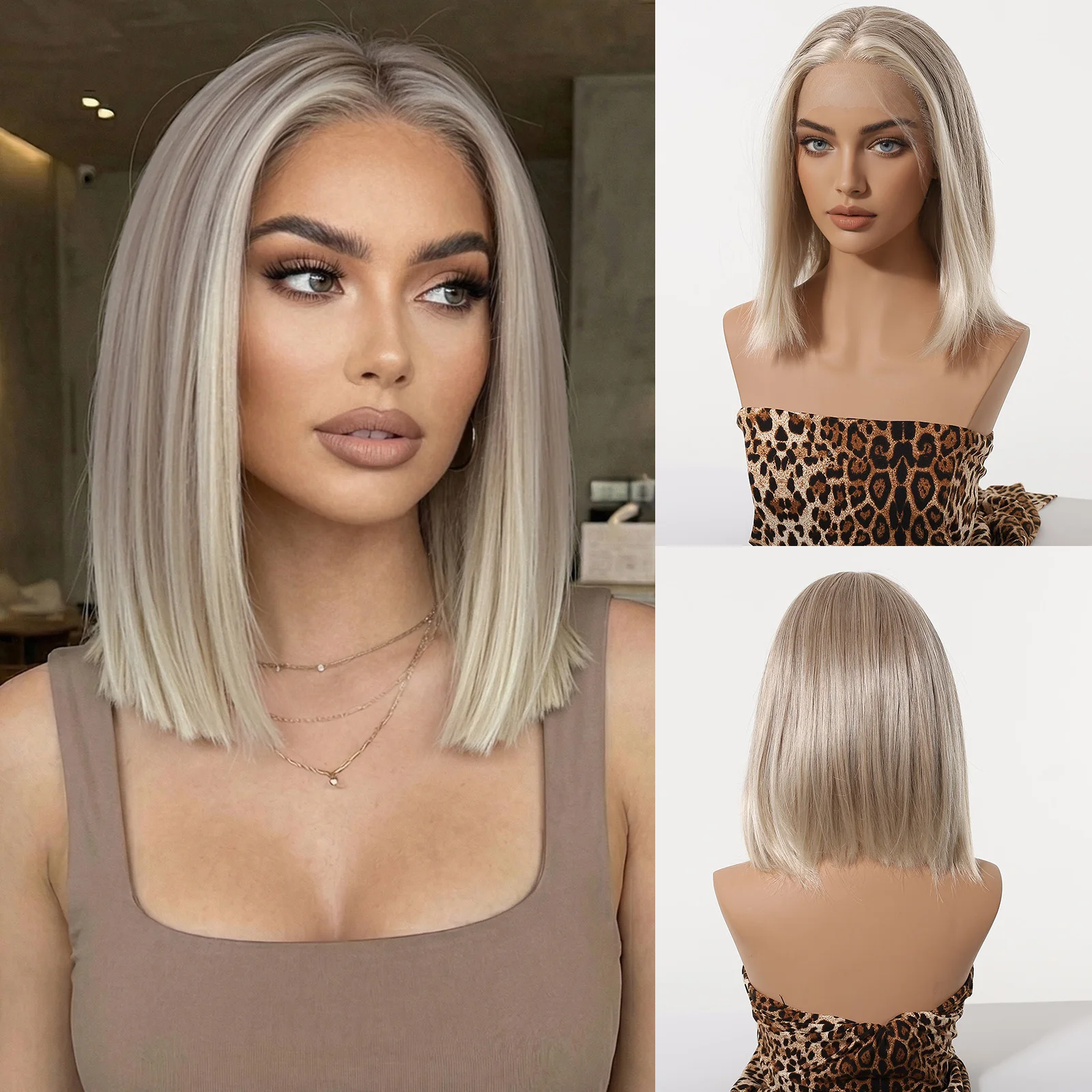 

Синтетический парик HAIRCUBE бело-коричневого цвета, прямой, с кружевной передней частью, для женщин, стильный, для повседневной носки и вечеринок, термостойкий, имитация натуральных волос