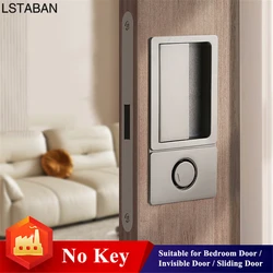 Minimalist Handleless Flat Lock Bedroom Magnetic Recessed Door Handle Silent Push Pull Black Invisible Slide Bathroom Door Lock