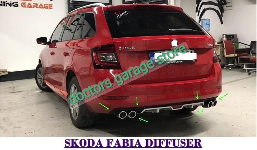 

For Skoda Fabia Diffuser 2007-2020 Rear Bumper Extension Attachment Car Styling Auto Universal Spilitter Accessory Ornament