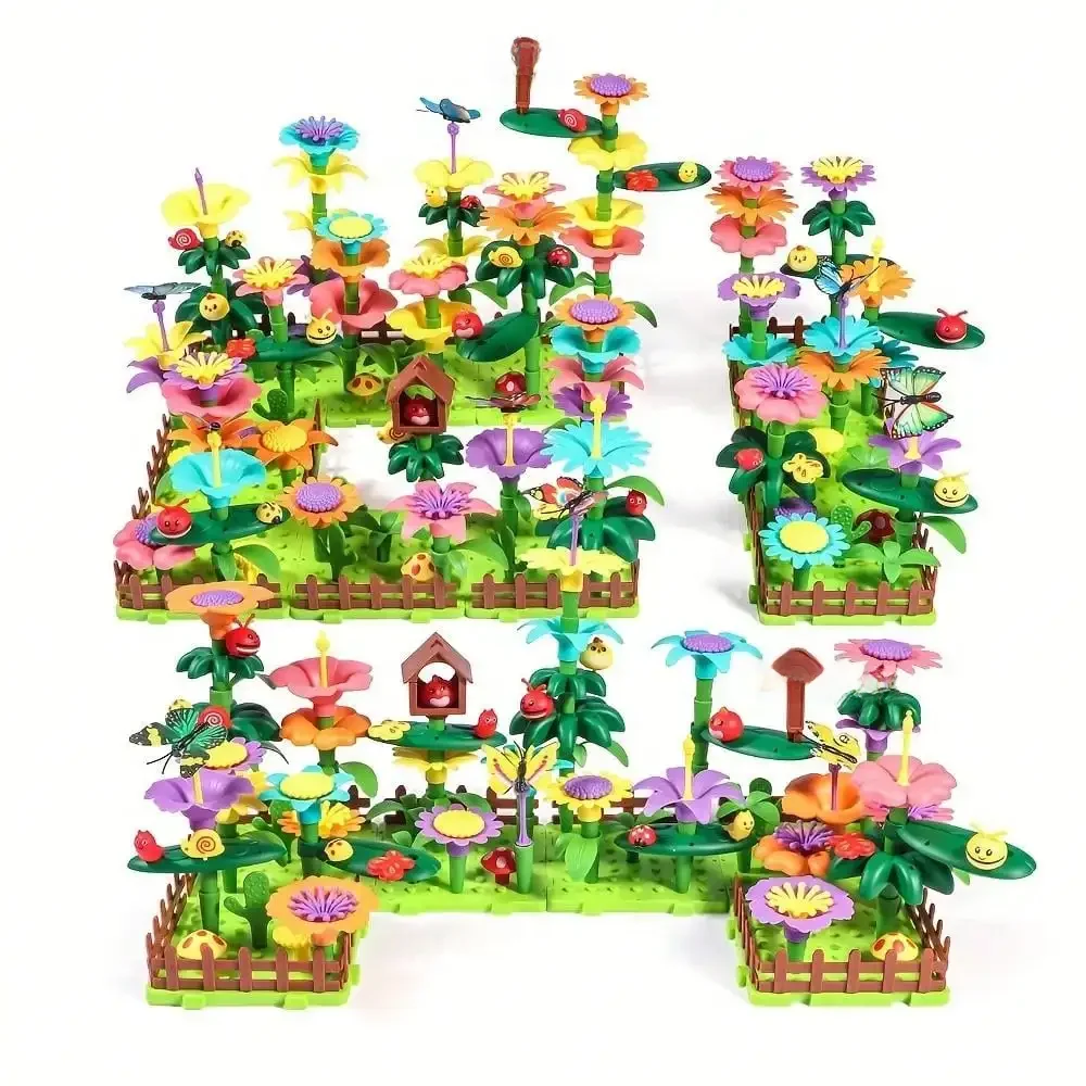 Bouwspeelgoed voor bloementuin, educatief STEM-speelgoed en tuinspeelset, bloemstapelspeelgoed - afbeelding 2