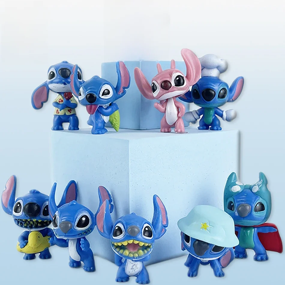 10 pièces/ensemble dessin animé Lilo & Stitch ange figurine modèle bureau ornement Collection gâteau d'anniversaire décoration enfants jouets