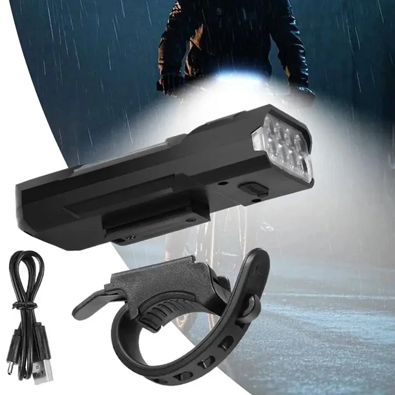 AliExpress NONE Bike Front Light Type-C Rechargeable Bicycle Headlight 8 LED Bike Lamp Digital Display Super Bright Cycling Light Flashlight