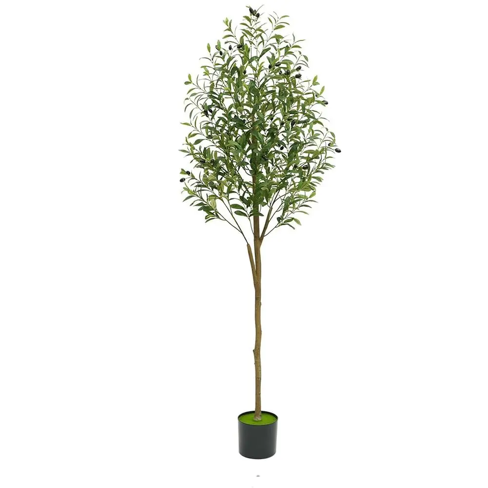 Albero di Ulivo Artificiale 180 cm, Tronco e Foglie Regolabili in Altezza, Foglie Realistiche, Frutti Rimovibili, Facile da Mantenere, Camera da Letto, Ufficio