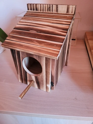 Wooden Bird House Outdoor Weatherproof Parrot Bird Nest Breeding Sleeping Box Paint Decorative DIY Storage Hanging Birdhouse photo review