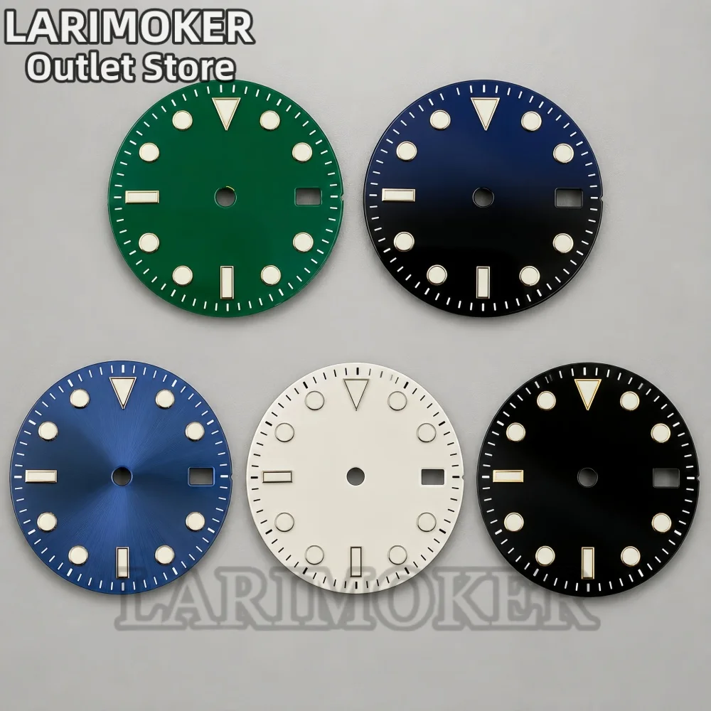 LARIMOKER 29mm Sterile No Logo Diver Watch Dial Luminous Date Window Fit NH35 NH36 Automatic Movement Mod Parts