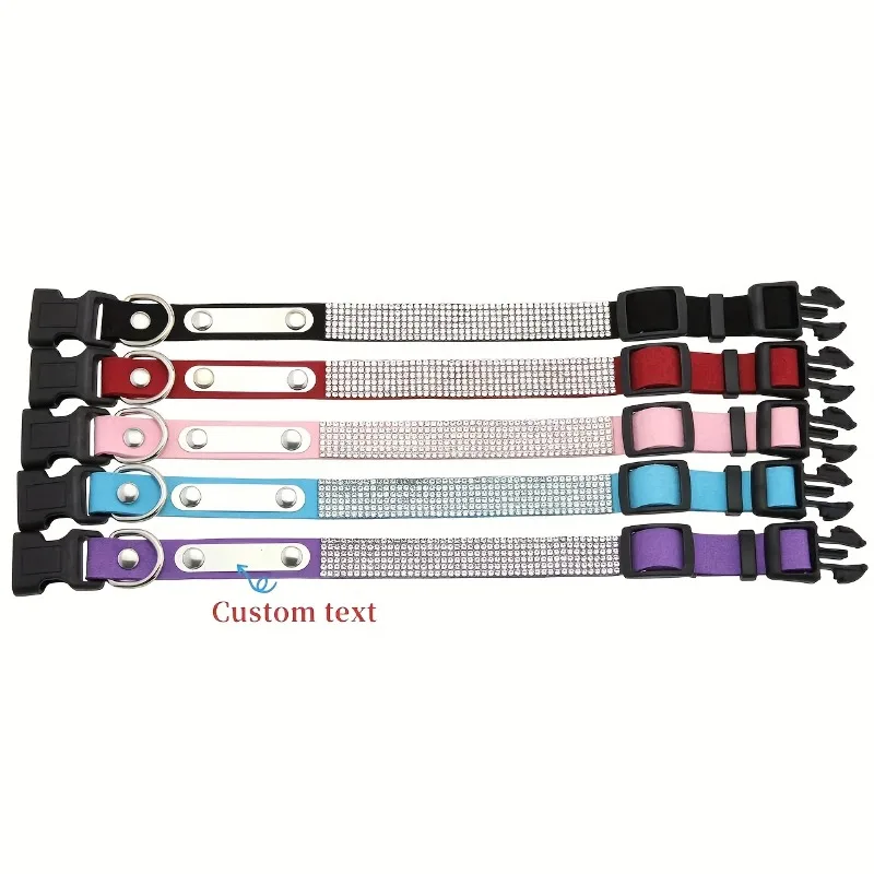 Anpassbares Glänzendes Strass-Katzenhalsband mit Namens- und Telefnumdruck, Verstellbar, Langlebiges Polyester für Kätzchen – Detail 6