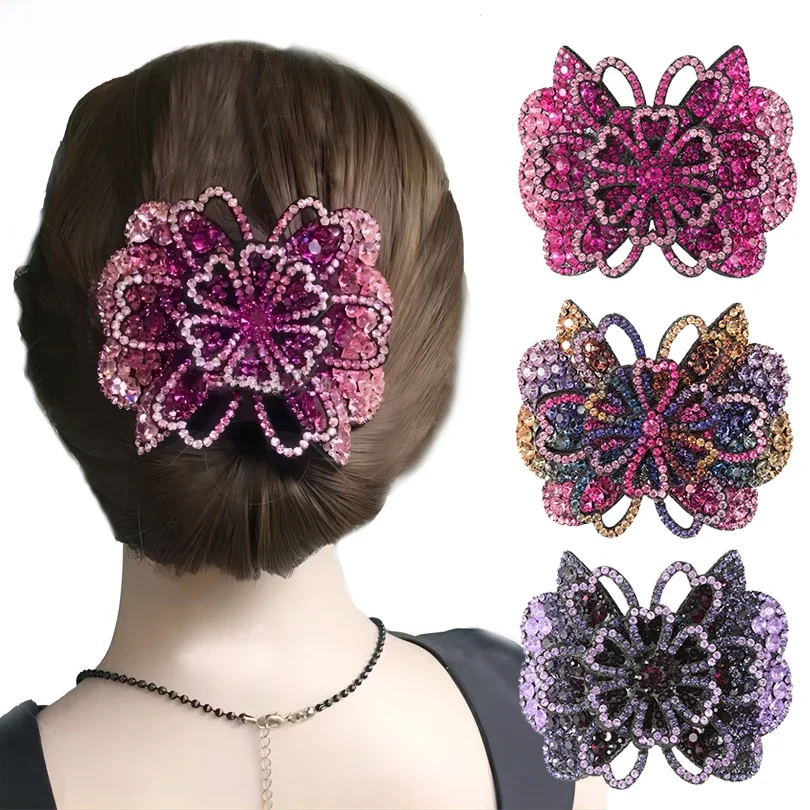 AWAYTR elegancka pełna Rhinestone kwiatowa spinka do włosów Barrettes opaska dla kobiet akcesoria do włosów kryształowa szpilka spinki wiosenne — zdjęcie 2