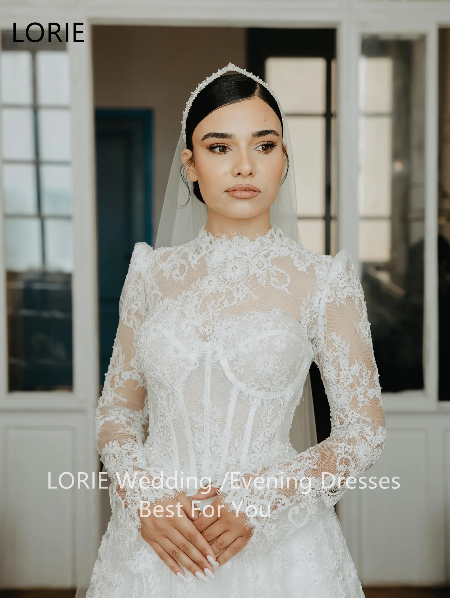 

LORIE Exquisite Tulle Lace Wedding Dress Long Sleeve Corset Bride Prom Dresses A-Line Floor-Length Bridal Gown 2025 Customized