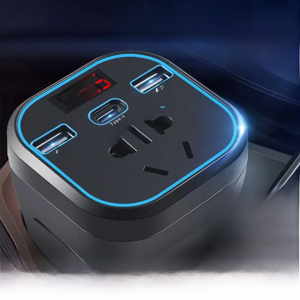 Tipo-C Multi-Function Car Power Inverter, conversor, soquete rápido do carregador, 3.1A, 12V, 24V a