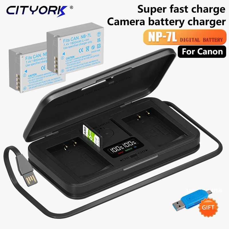 Cityork NB-7L NB7L NB 7L Camera Battery+Storage Box LCD Dual Charger for Canon PowerShot G10 G11 G12 SX3 SX30 IS Digital Camera