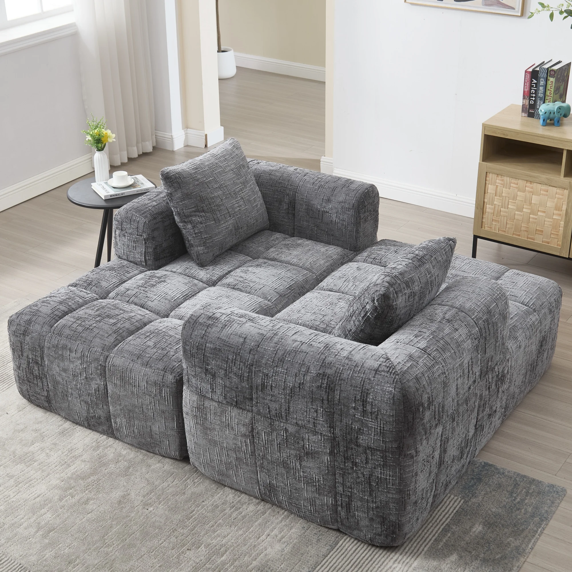 Sofá, L-Sofa, Design Confortável, com Bolsa Lateral, Construção Simples,