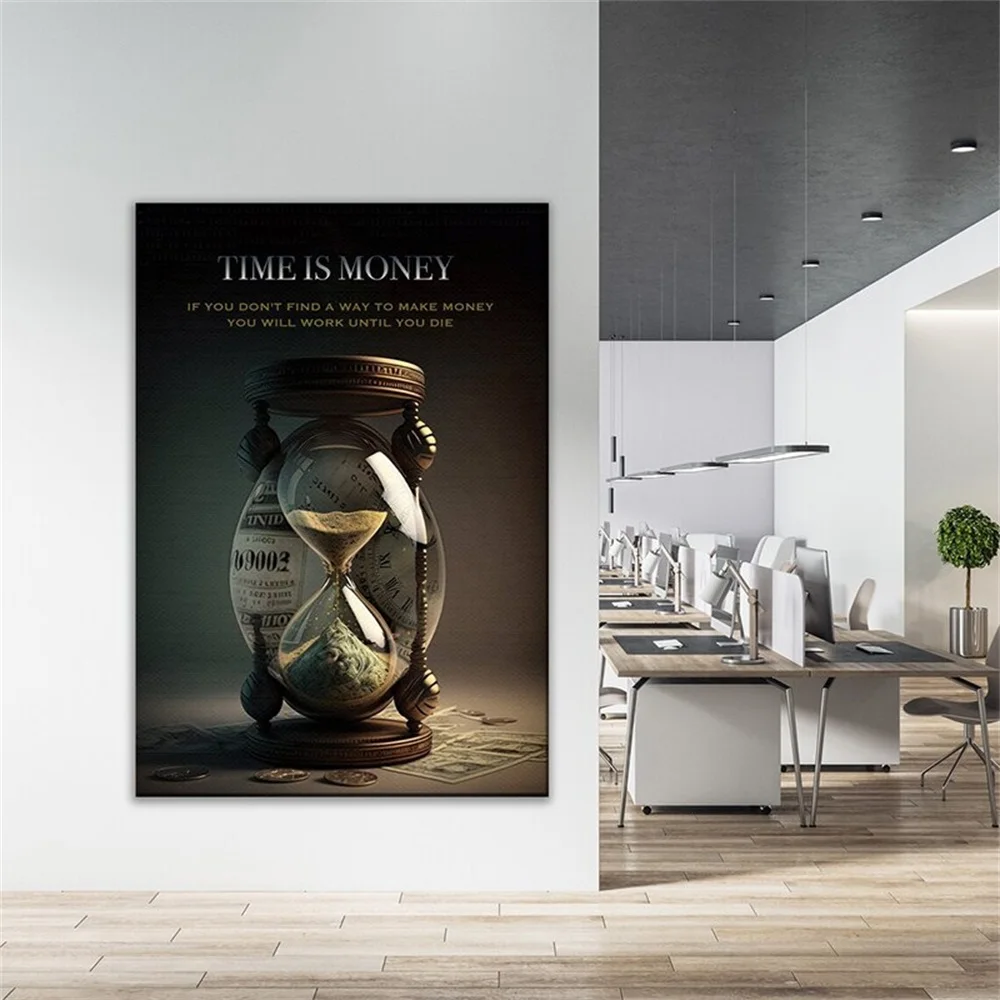 

Time Is Money Poster Canvas Painting Office Room Wall Art Prints Motivational Art Pictures for Living Room Home Decoration