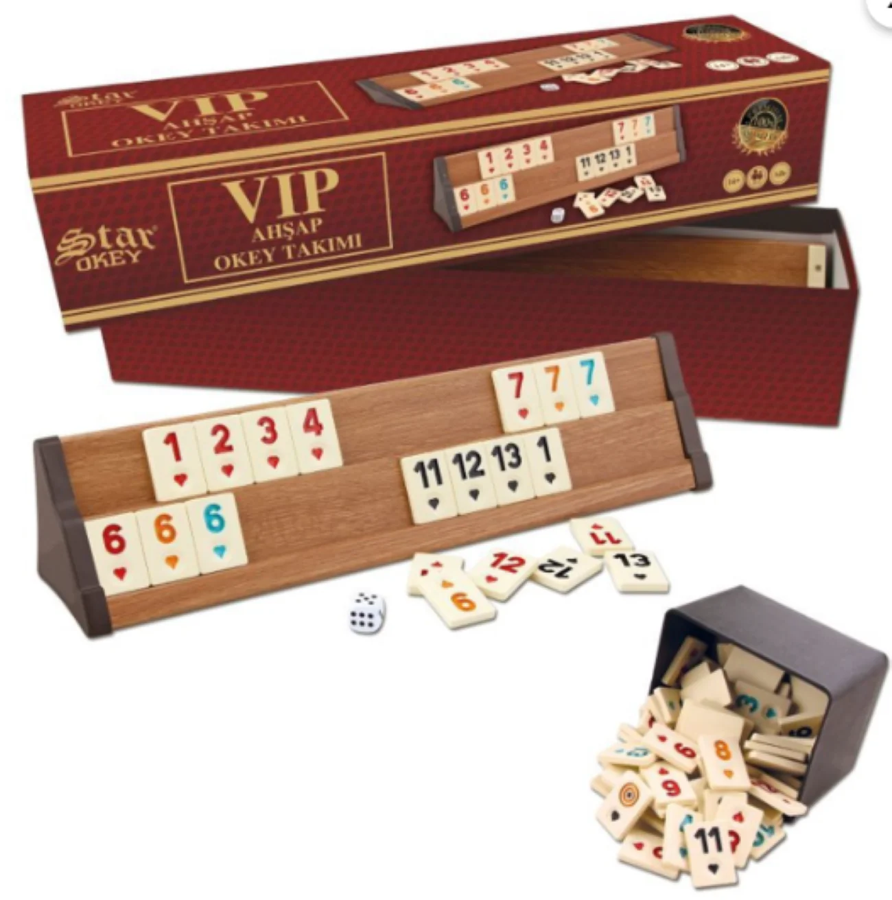 

Star VIP Okey Set quality walnut natural wood party board games Okey, Free Shipping