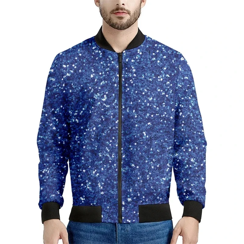Moda brokat (nie prawdziwy) wzór kurtki Trend osobiste męskie bluzy z nadrukiem 3D luźna odzież uliczna złap oczy kurtka bomber — zdjęcie 2