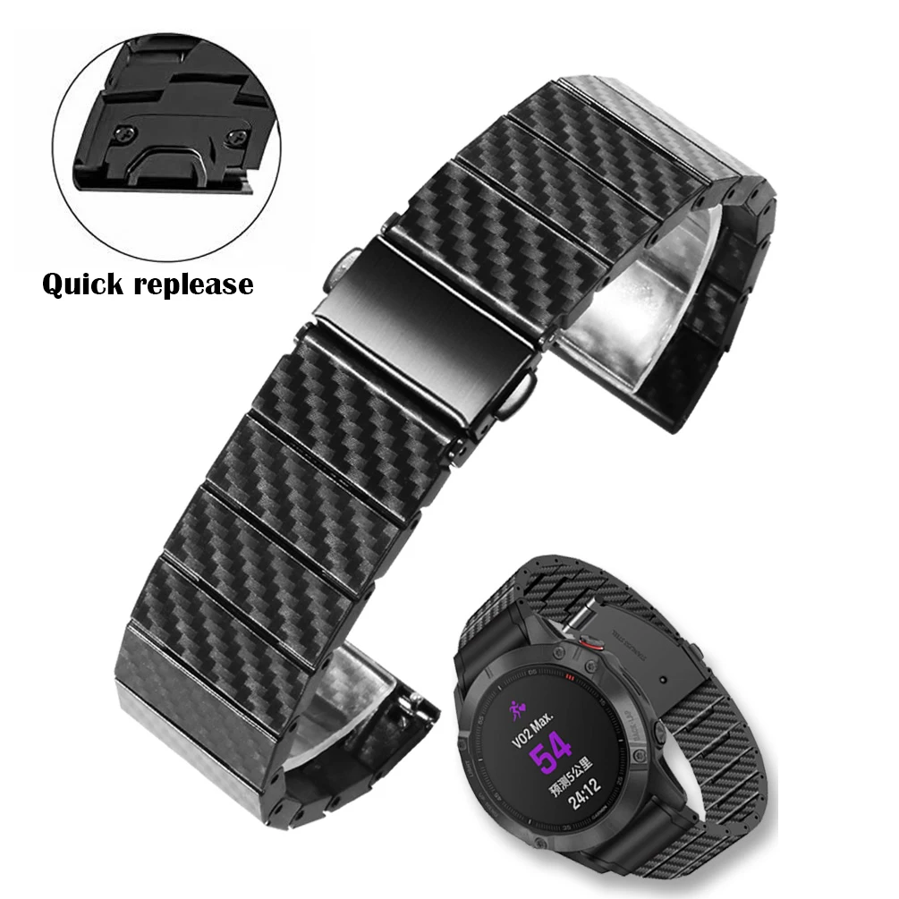 QuickFit 22mm 26mm Carbon Fiber pattern strap For Garmin Fenix 7X 7 Solar/6X 6 Pro 5 5X Plus 3 3HR/Epix Smartwatch Watch Band