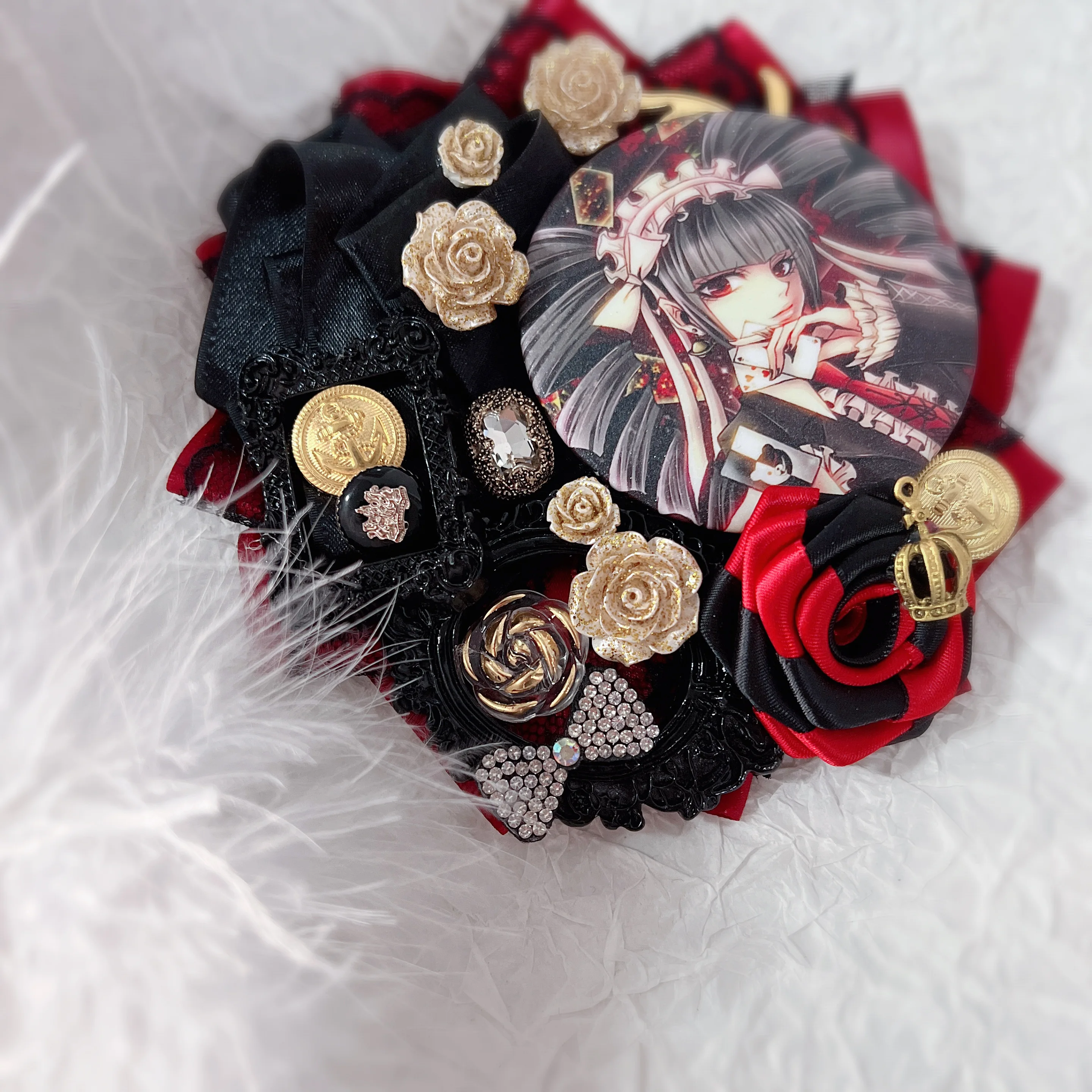 75mm Anime Badge Holder Women Handmade Ita Bag Lolita Lace Accessories for Badge Display Girls Itabag Accessories Decoration