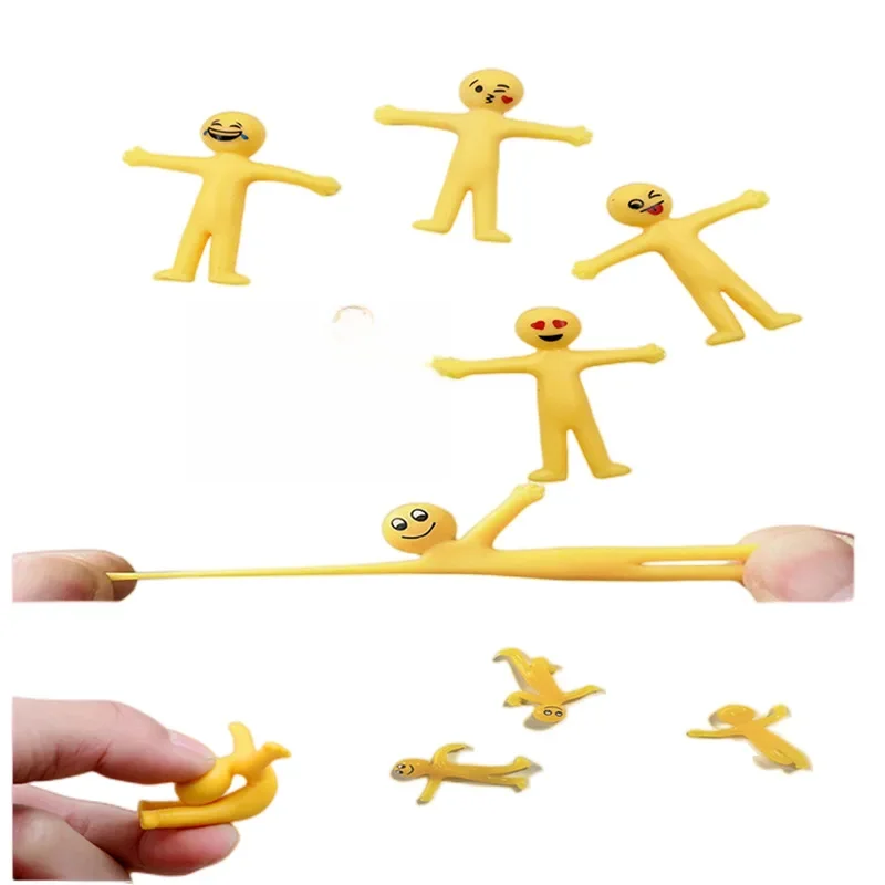 EMOJI-Figurine jaune extensible avec visage souriant, jouet d'instituts souligné, caoutchouc souple pliable Kawai, libération de beurre, créatif, TPR, 12 pièces