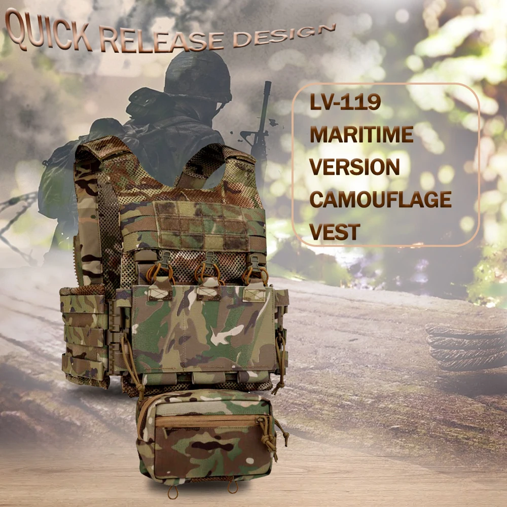 

LV119 Tactical Vest Lightweight Plate Carrier Set Internal Storage Bag External Buckle Rear Expansion Molle Airsoft Hunting Vest
