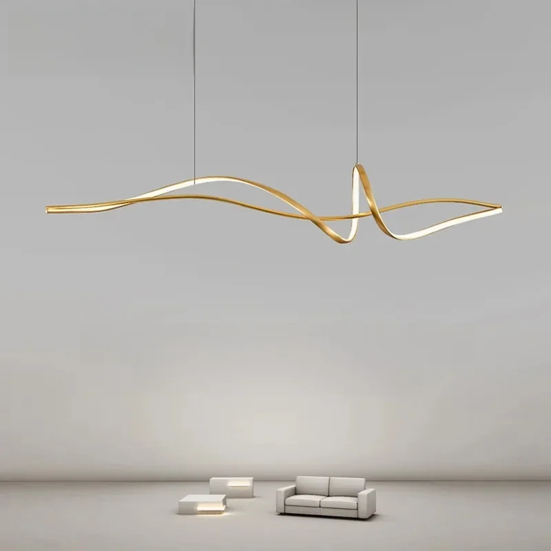 Nowoczesna lampa wisząca LED, aluminiowa, do salonu, jadalni, nad stół, do baru, nad wyspę kuchenną, dekoracyjne oświetlenie do pokoju. — 2