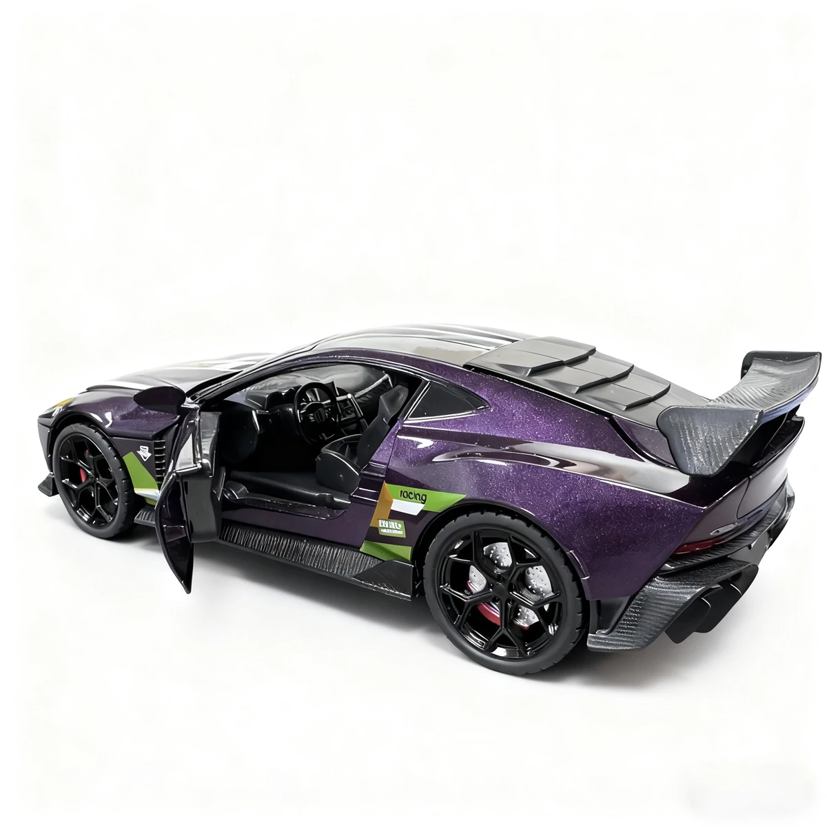 New Alloy Die-Cast Sports Car Model Gtr Printed Boy's Toy Pull-Back with Opening Doors, Collectible Ornament for Car Enthusiasts, Creative Birthday and Holiday Gift