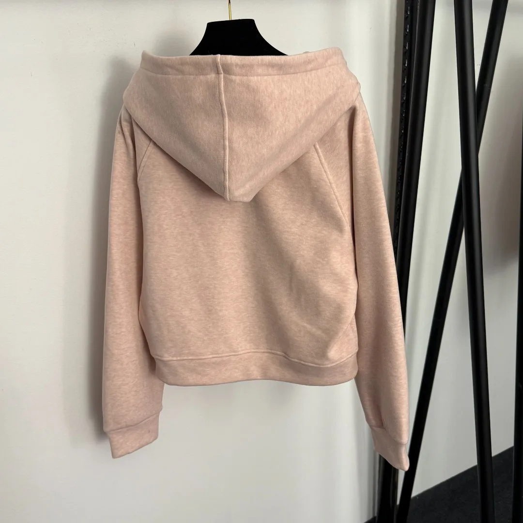 

Autumn/Winter Plush And Fleece-Lined Sportswear Set: Long-Sleeved Hooded Zip-Up Jacket And Wide-Leg Pants With Elastic Waistband