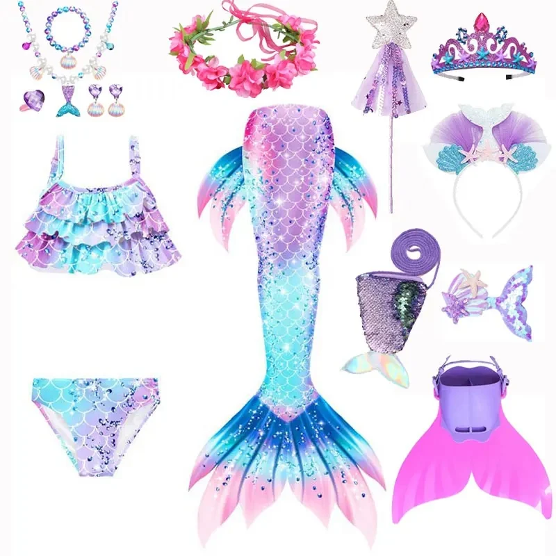 Queue de sirène pour filles, pour la natation, avec Bikini, accessoires de maillot de bain, princesse sirène, vêtements de plage, robe de Cosplay fantaisie de fête