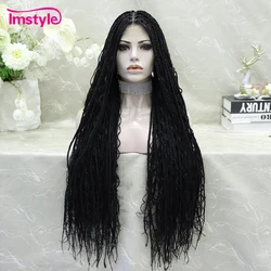 Imstyle 36'' Full Lace Synthetic Lace Front Wig Box Braided With Baby Hair For Women Curly Hair Braid Wig