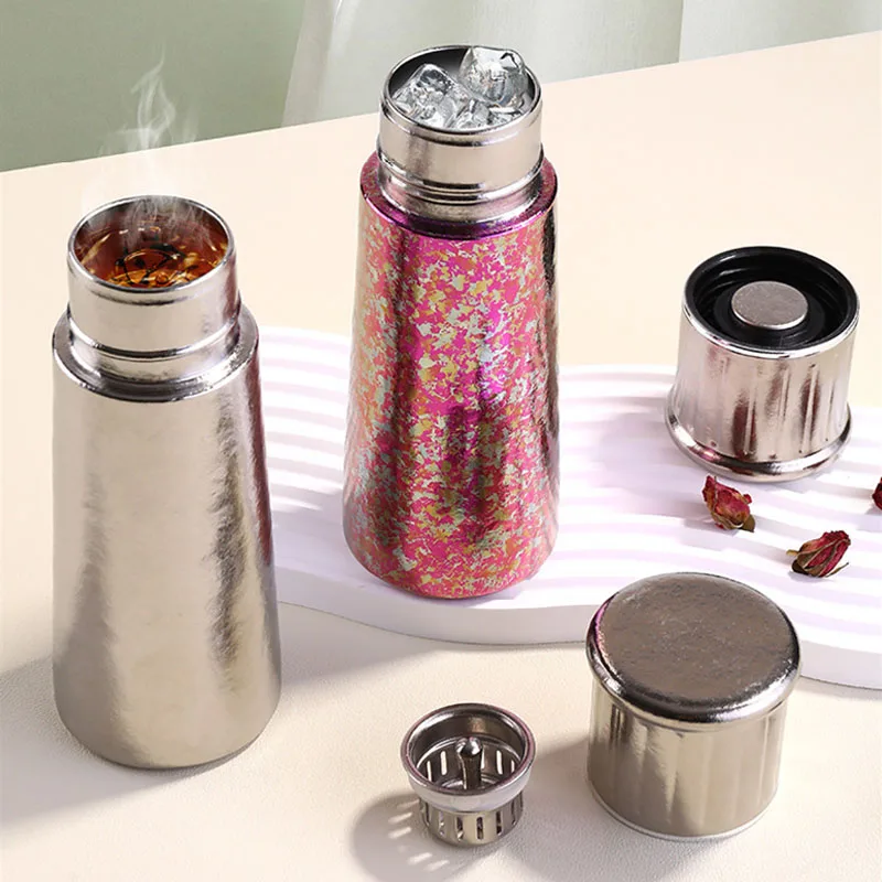 200/300ml Conical Thermal Water Bottle With Filter,Double-layer Pure Titanium Vacuum Drinkware,Birthday Gift,Lightweight Thermos