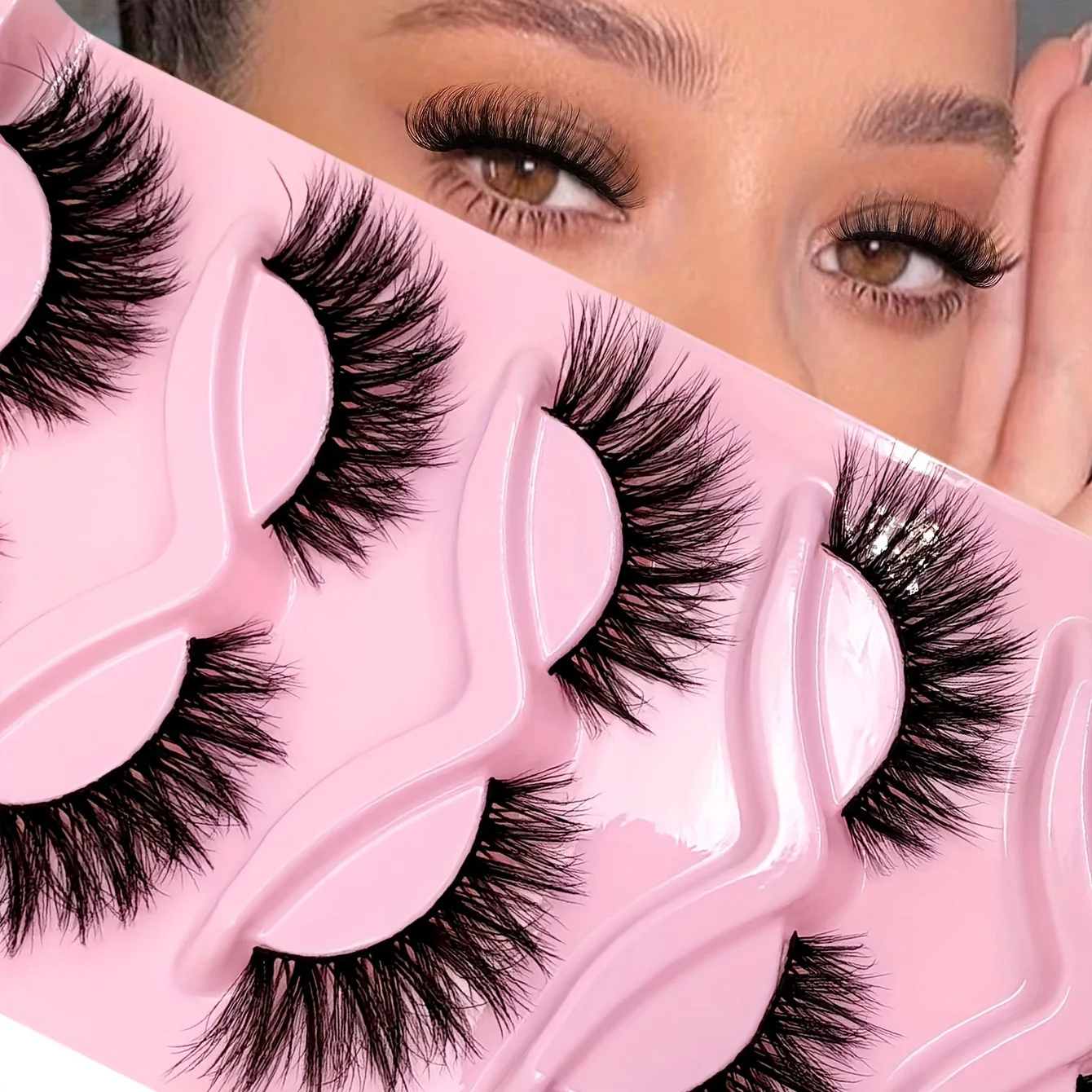 5 paia Ciglia Cat Eye Ciglia finte naturali 3D Soffici morbide incrociate Ciglia a fascia trasparente Ciglia Manga Trucco ciglia sottili