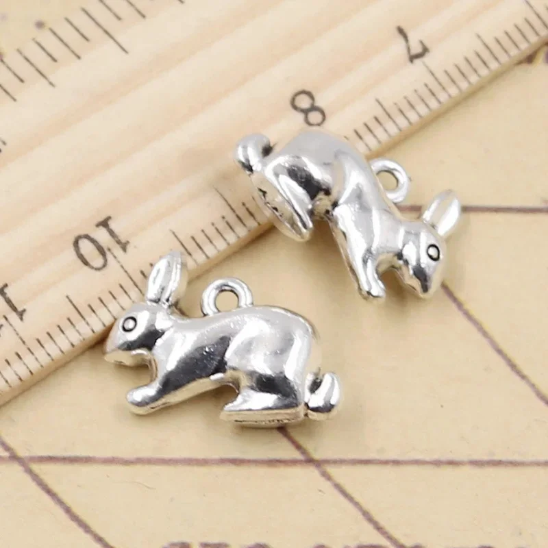 10 sztuk Charms 3D królik 13x19x6mm tybetański srebrny kolor wisiorki antyczna biżuteria Making DIY Handmade Craft — zdjęcie 2