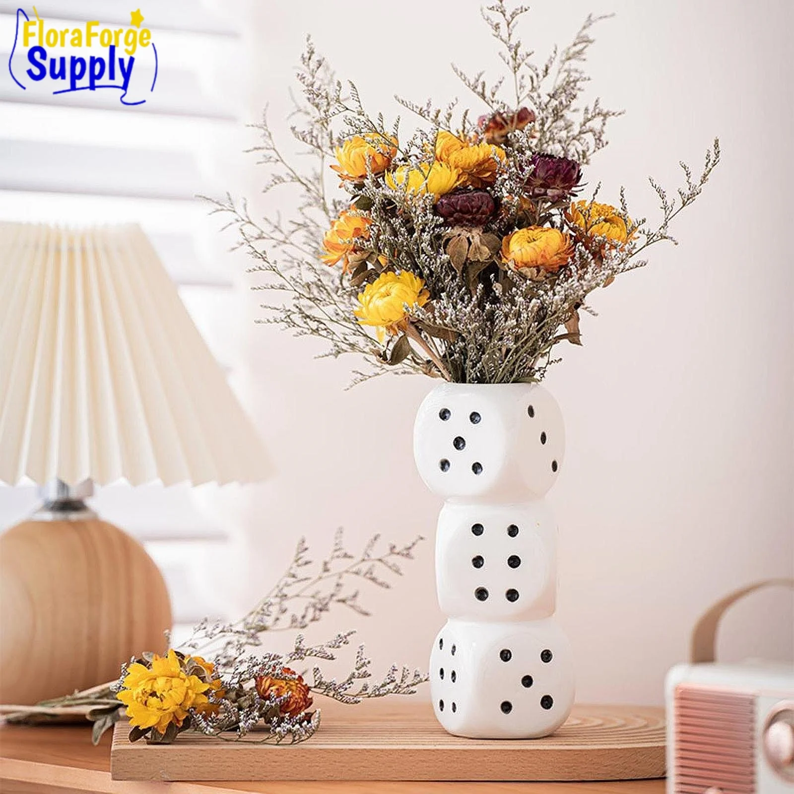 Kreative Würfelvase, Tischdekoration, Keramikdekoration für Bücherregal, Desktop, Café, moderne Heimdekoration, Geschenk