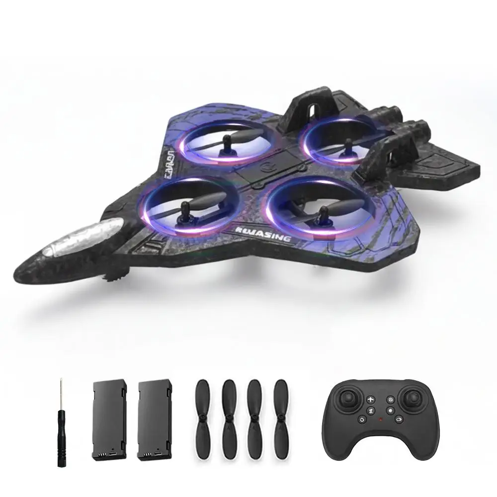 Aeronave RC DLI de Espuma Resistente a Impactos com Luz LED Colorida 2.4G, Decolagem Automática e Duas Baterias, Presente para Meninos e Meninas