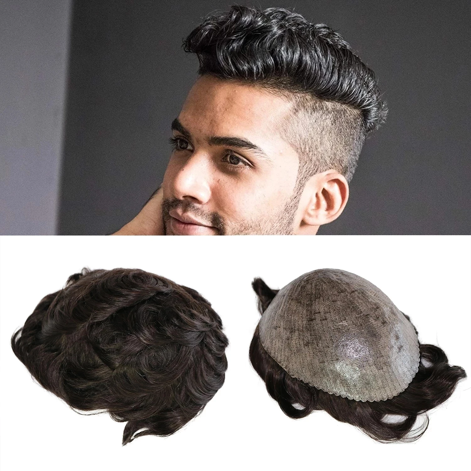 

Men Toupee Hair Wig 0.1-0.2mm Injection Skin Real Hair Durable Wigs For Men 100% Human Hair System Unit Capillary Prosthesis