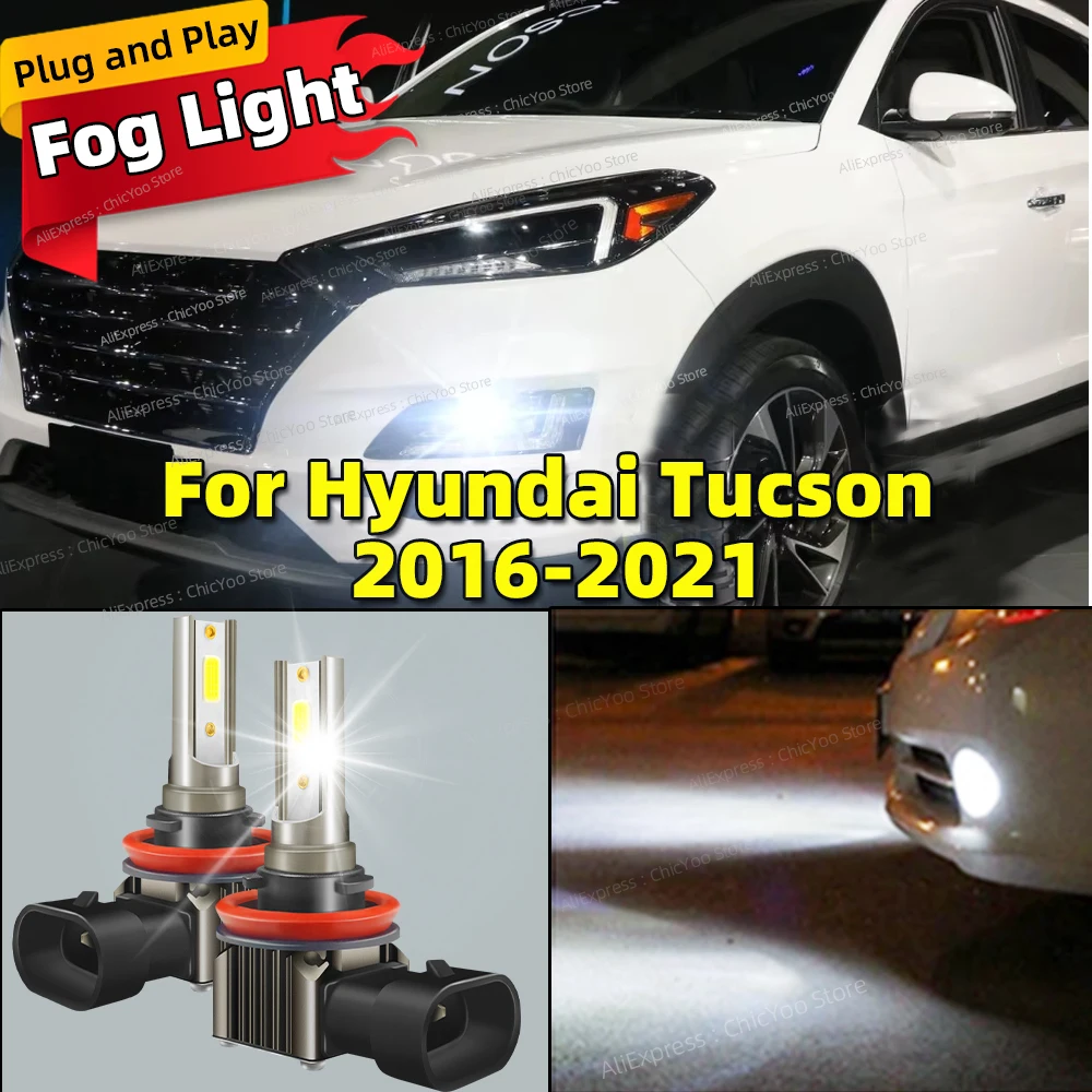 

2Pcs 6000K LED Fog Lamp Car Bulbs Canbus Front Fog Light For Hyundai Tucson 2016 2017 2018 2019 2020 2021 Plug and Play