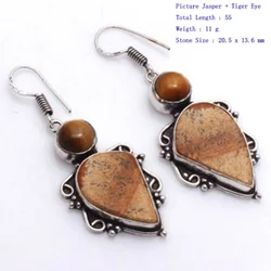 Genuine Jasper Unakite Bloodstone Earrings