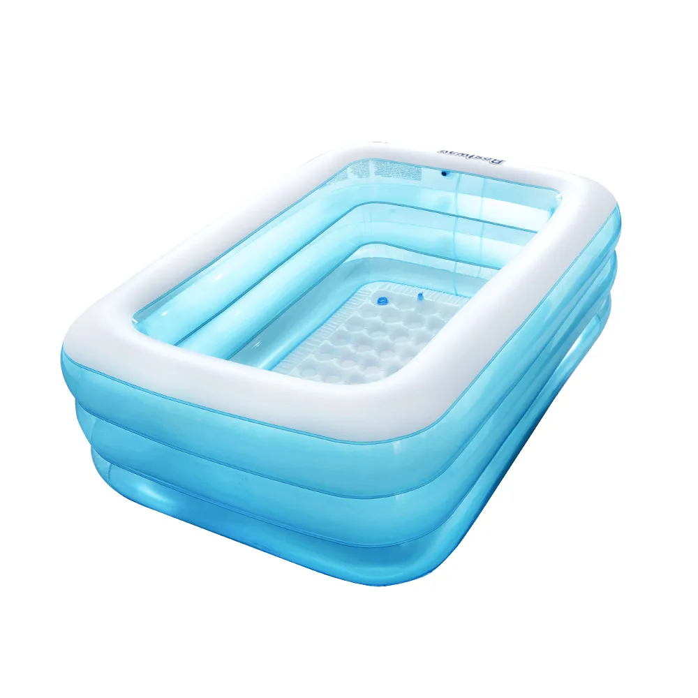 Best Way Transparent Blue square Embossing Inflatable Inflatable 145x105x45cm Children's Water Pool Air Pool paddling pool veranda for home 54413